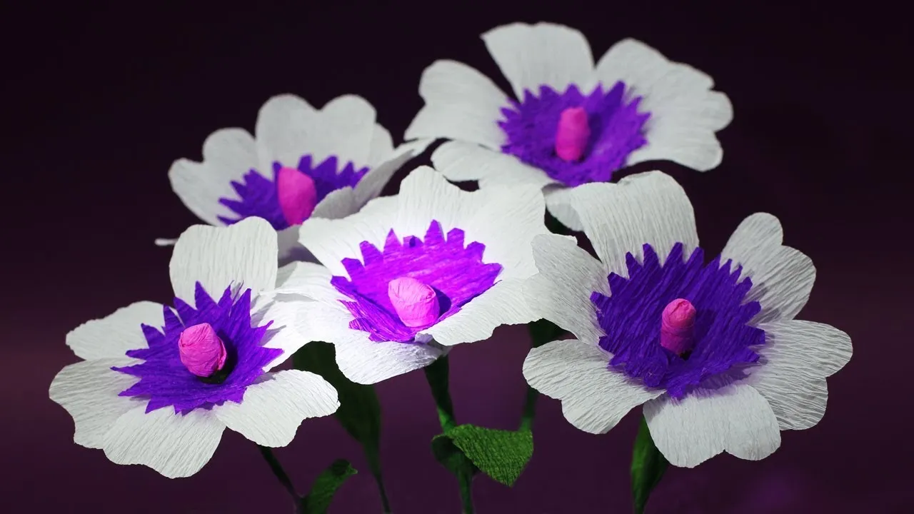 How To Make Origami Orchid Flower From Crepe Paper-Paper Flowers Tutorial-Pot Flower Easy Made!