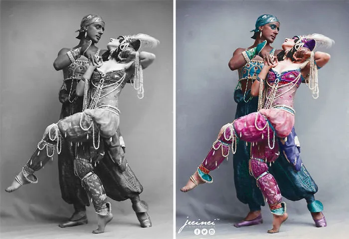 Fokin & Fokina, trajes de ballet de Scheherezade, Estocolmo, 1914