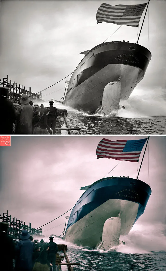 Launch Of Steamer Frank J. Hecker, September 2, 1905, St. Clair, Michigan