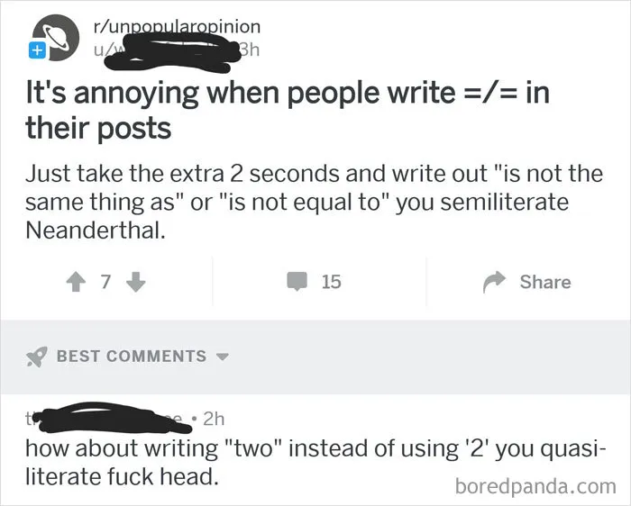 Because Using Widely Known Abbreviations To Save Time Or Make A Comment Shorter Makes You A Semiliterate Neanderthal
