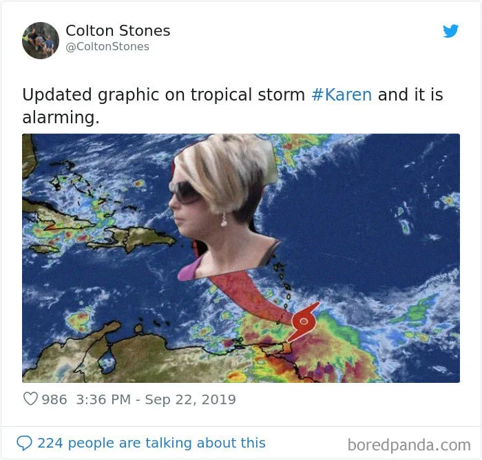 People Are Laughing At Tropical Storm Named 'Karen,' Create 21 Funny Memes