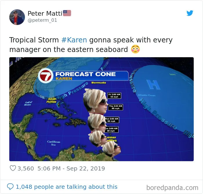 People Are Laughing At Tropical Storm Named 'Karen,' Create 21 Funny Memes