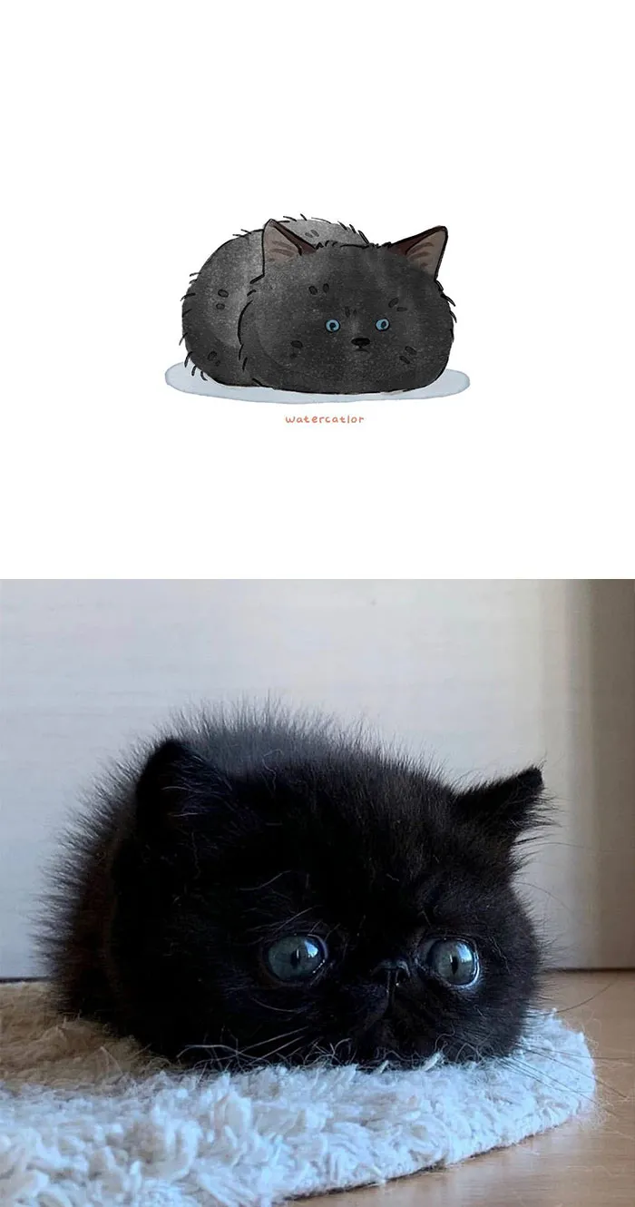 30 Of The Funniest Internet-Famous Cat Pics Get 'Watercolorized' By Amelia Rizky