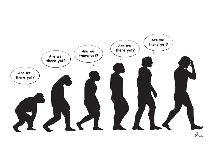 I Poke Fun At Our Modern Society In My 30 Cartoons Of The Human Evolution Silhouette