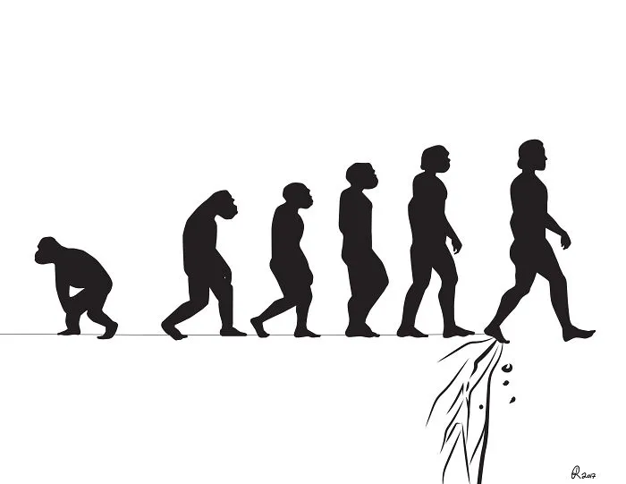 I Poke Fun At Our Modern Society In My 30 Cartoons Of The Human Evolution Silhouette