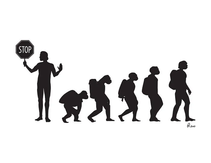 I Poke Fun At Our Modern Society In My 30 Cartoons Of The Human Evolution Silhouette