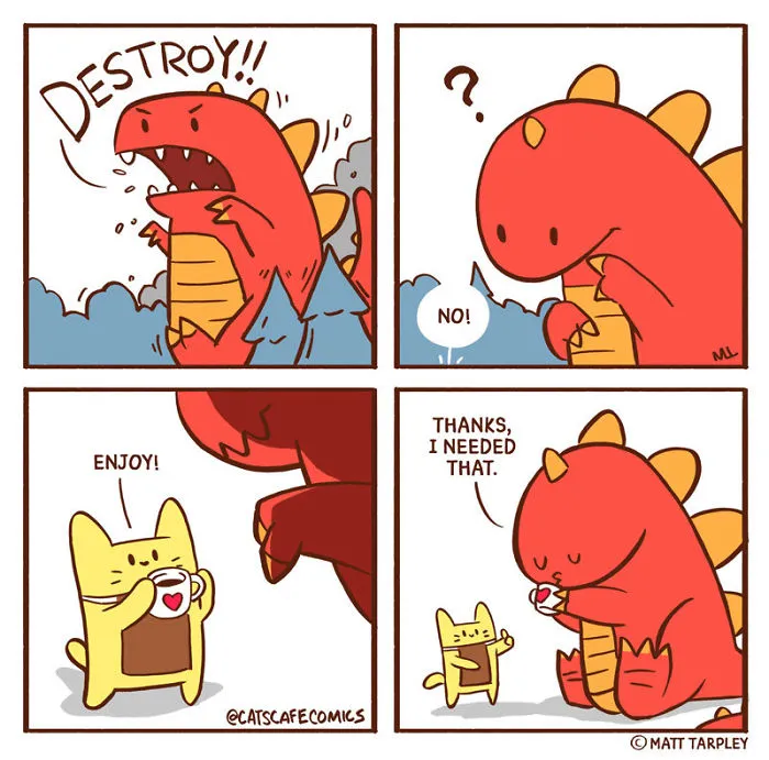 My 30 Wholesome ‘Cat’s Café’ Comics That Might Just Make Your Day (New Pics)