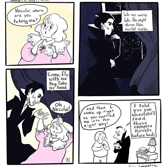 Artist Imagines What Having A Vampire Boyfriend Is Like And It's Not The One From Twilight