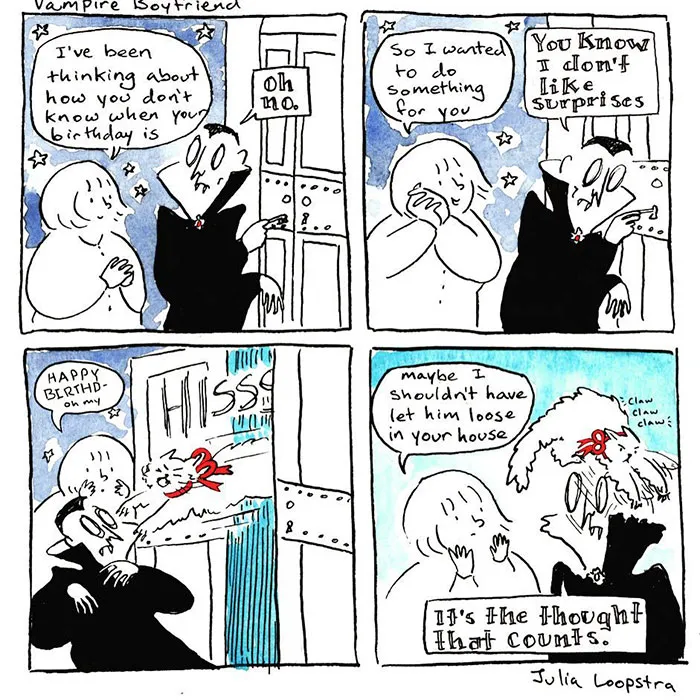 Artist Imagines What Having A Vampire Boyfriend Is Like And It's Not The One From Twilight