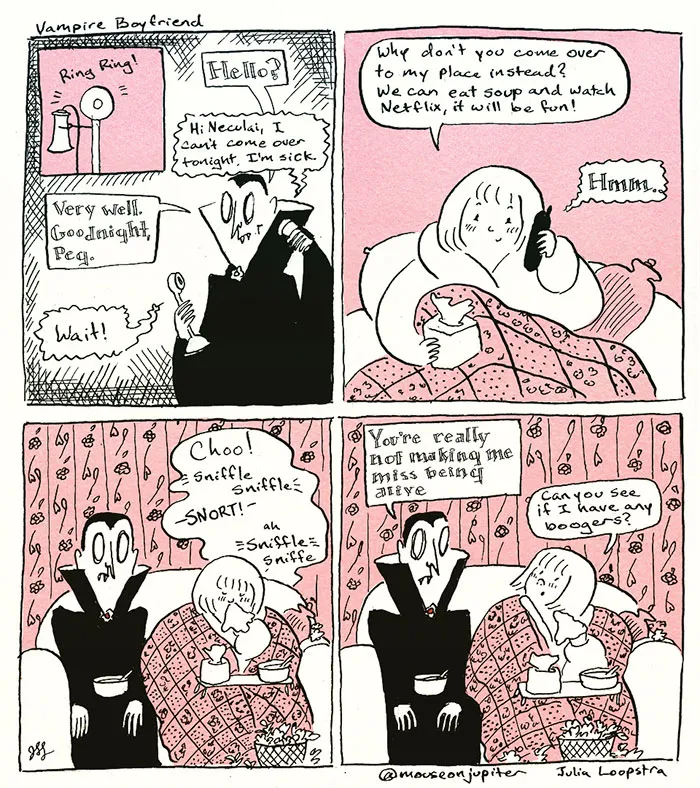 Artist Imagines What Having A Vampire Boyfriend Is Like And It's Not The One From Twilight