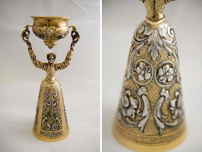 So This Is A Nifty Little Something I Got At A Thrift Store In South Carolina Several Years Ago For $4.25.  It Is A Little Over 11 Inches Tall, Is Made Of Gold And Silver, And Weighs Approximately 1.25 Pounds