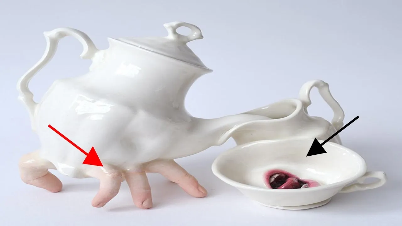 Artist Brings Tableware To Life By Adding Fingers And Mouths To Them