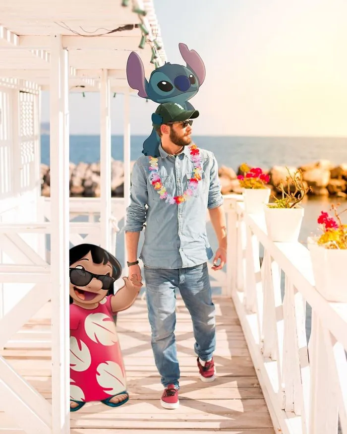 Este hombre se photoshopea pasándolo bien de aventuras con personajes Disney, y el resultado es tan adorable como divertido (30 fotos)