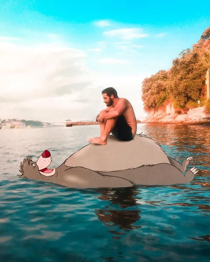Este hombre se photoshopea pasándolo bien de aventuras con personajes Disney, y el resultado es tan adorable como divertido (30 fotos)