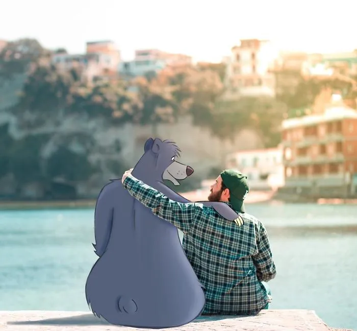 Este hombre se photoshopea pasándolo bien de aventuras con personajes Disney, y el resultado es tan adorable como divertido (30 fotos)