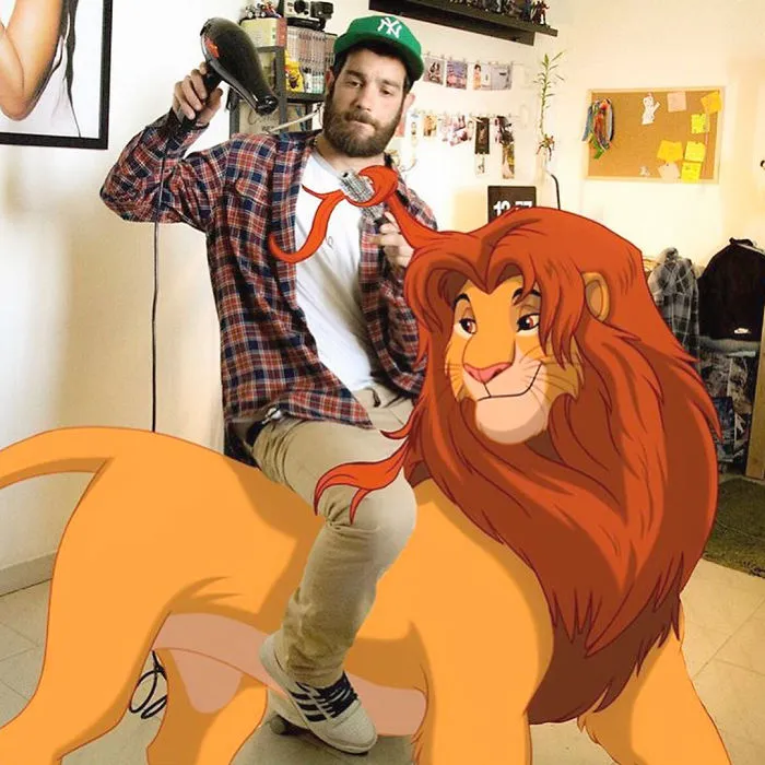 Este hombre se photoshopea pasándolo bien de aventuras con personajes Disney, y el resultado es tan adorable como divertido (30 fotos)