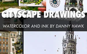 15 Image - Cityscape Drawings With Watercolor And Ink By Danny Hawk
