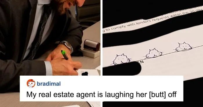 Guy Draws Cat Heads As A Joke Signature On His ID, Realizes He Made A Mistake When He Has To Sign Mortgage Papers Years Later