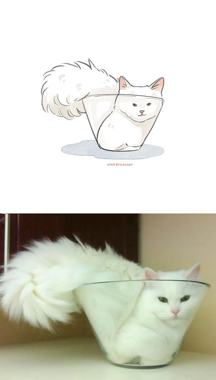 30 Of The Funniest Internet-Famous Cat Pics Get 'Watercolorized' By Amelia Rizky