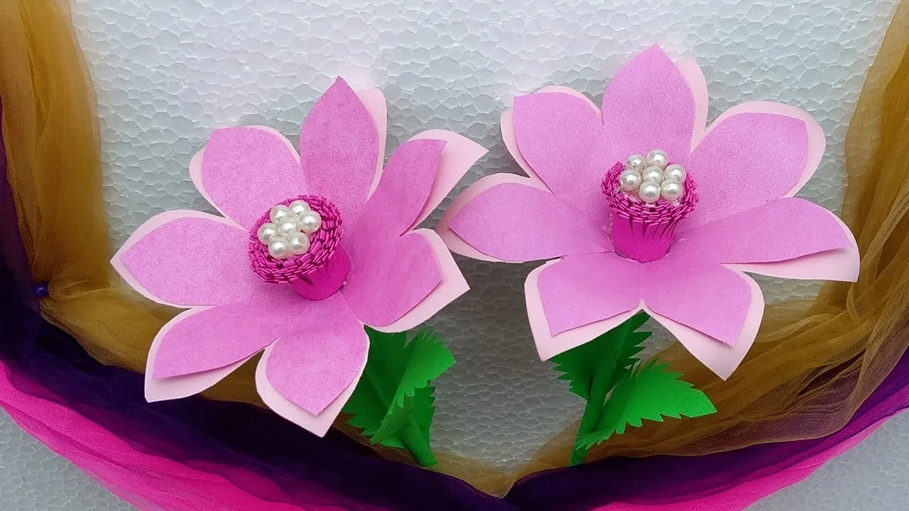 How To Make Very Easy Stick Flower From Paper-Stick Flowers Step By Step-Stick Flowers Ideas