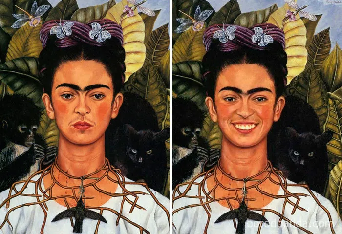 Self-Portrait With Thorn Necklace And Hummingbird By Frida Kahlo