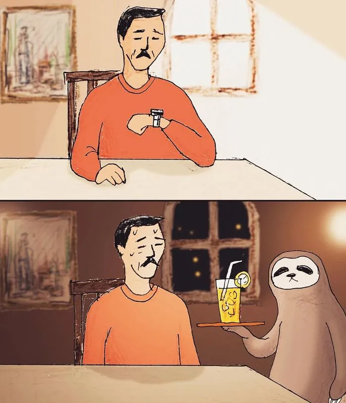 30 Problems Of A Sloth Hilariously Illustrated By Japanese Artist Keigo