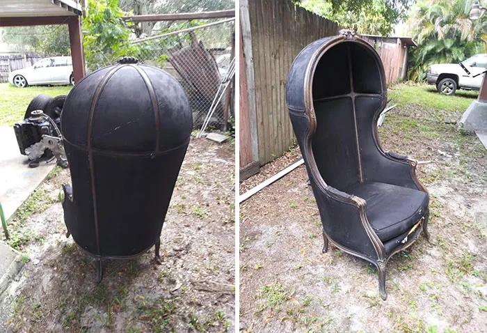 Girlfriend Found This The Other Day And Wants To Reupholster It In Purple Velvet. From What I Was Able To Find Out Its Called A Victorian Balloon* Chair And Rike's (From The Tag) Was A Department Store In Dayton Ohio