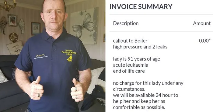 This Plumber's Invoice For Fixing 91-Year-Old Grandma's Boiler Goes Viral