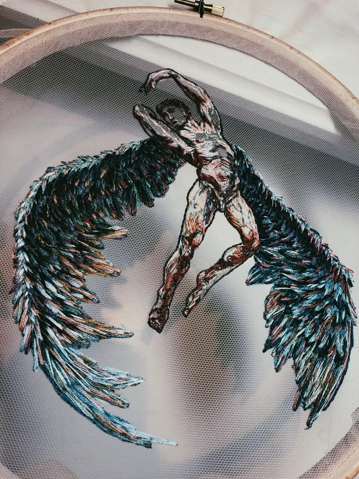 I Stitch Colorful Threads Into Tulle To Create a 3D-Effect On My Artwork (30 Pics)