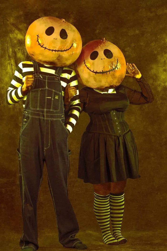 I Made My Husband And I Paper Mache Pumpkin Heads To Celebrate Our First Halloween As A Married Couple