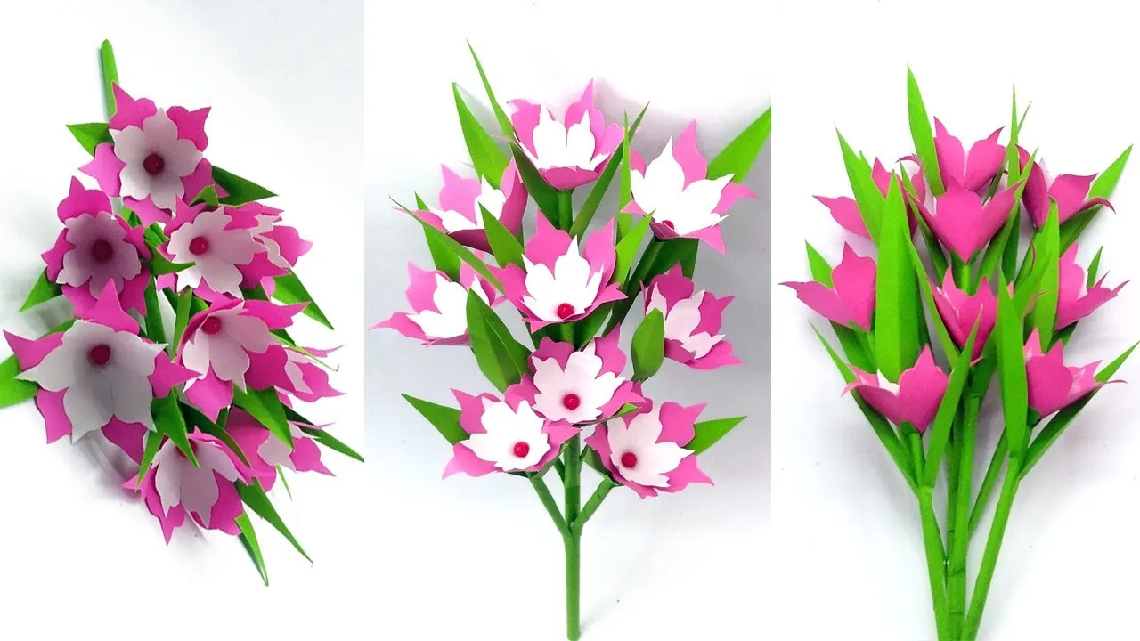 Easy Making Paper Flower Stick / DIY Paper Stick Flowers /Easy Paper Flower Stick Tutorial
