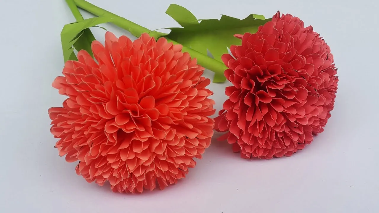 DIY Paper Craft | How To Make Beautiful Round Paper Stick Flower | Easy Paper Flower Tutorial