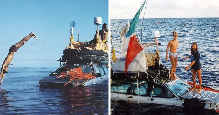 In 1999, This Man And His Friend Spent 119 Days In A Floating Car And Crossed The Atlantic