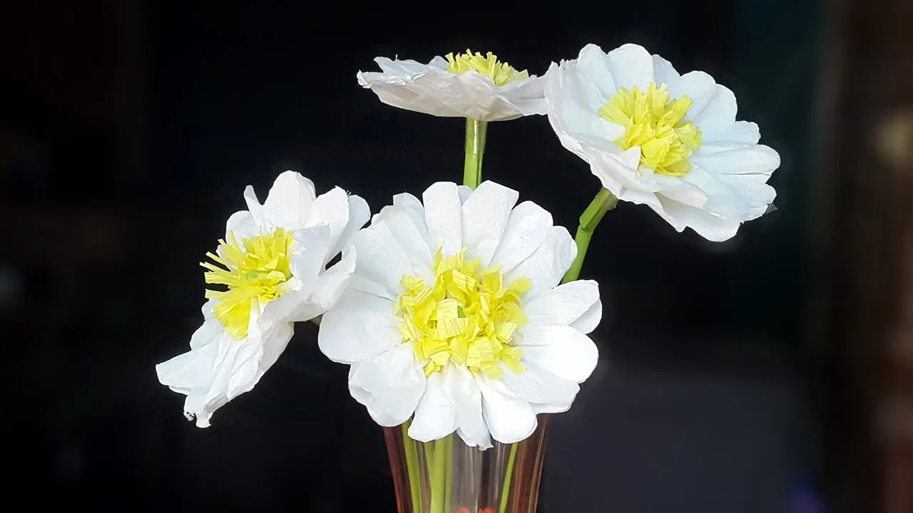 Tissue Paper Flower Stick | How To Make Tissue Paper Flowers | DIY-Paper Crafts