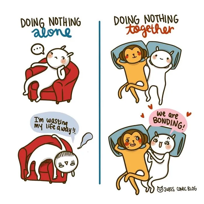 My 27 Wholesome Comics Show Moments Of Life With My Husband And Our Cat
