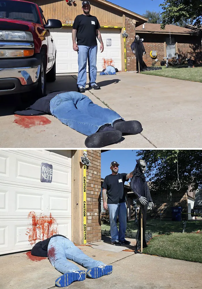 Maqueta De Halloween Mortal Demasiado Realista Para Algunos. Los Vecinos Llamaron Al 911