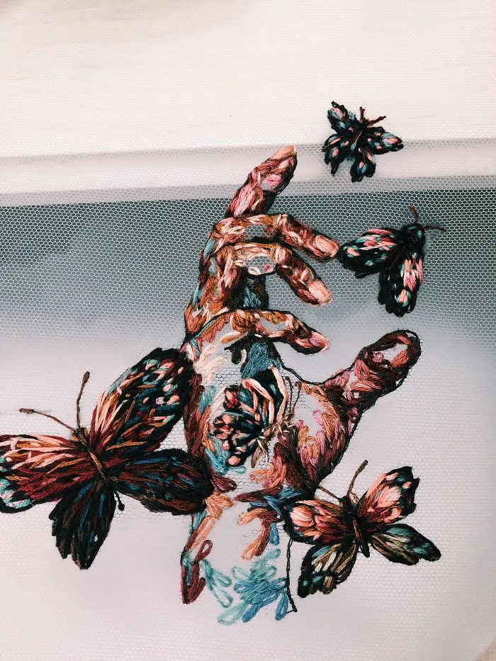 I Stitch Colorful Threads Into Tulle To Create a 3D-Effect On My Artwork (30 Pics)