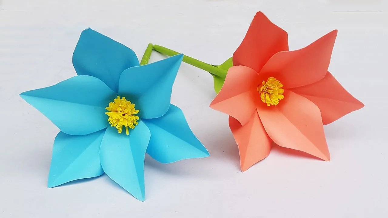 Stick Paper Flowers Making Step By Step | How To Make Beautiful Flower With Paper | Paper Craft