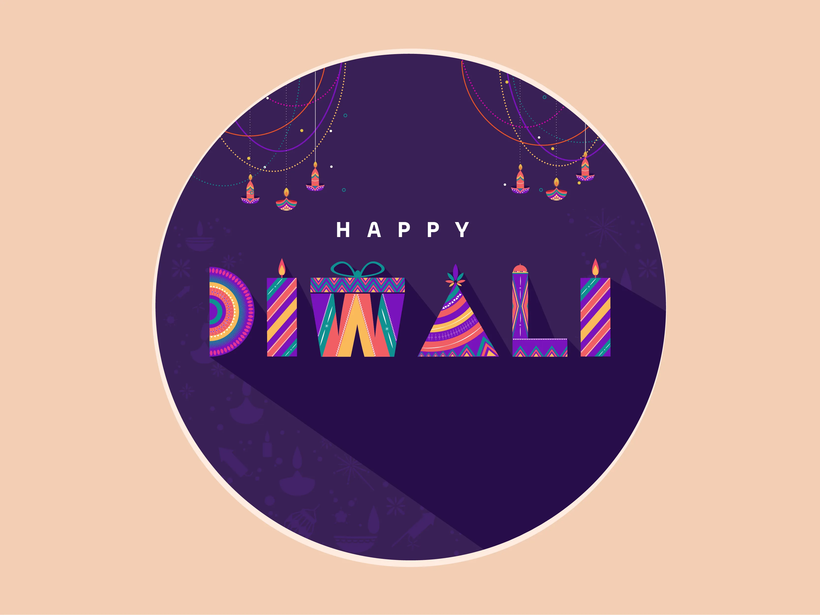I Designed This Illustration On The Base Of Diwali Elements From The Uses Of Geometric Shapes.