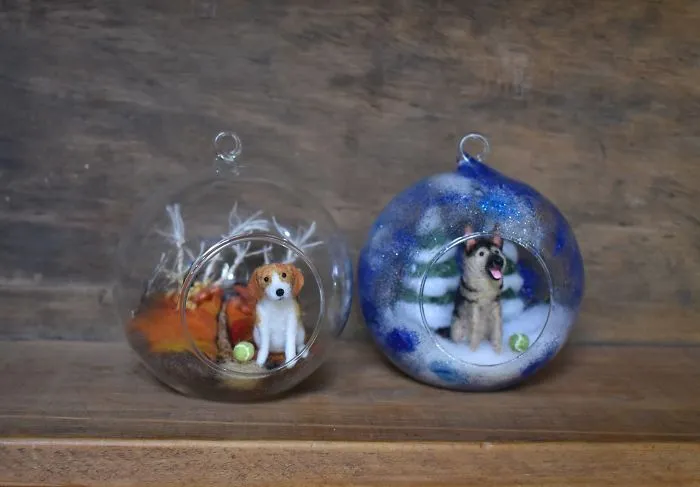 My 27 Animal Scenes Made From Needle Felted Animals And Ordinary Glass Baubles