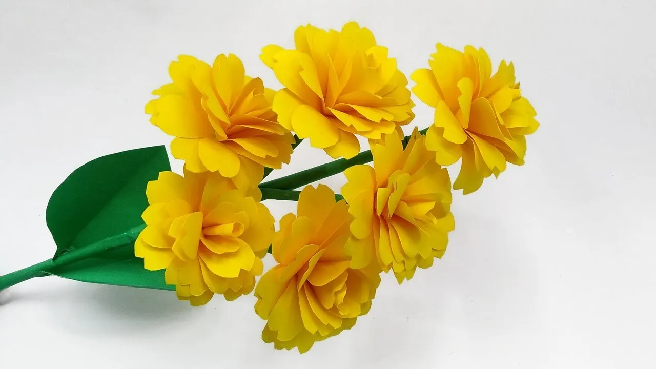 DIY Easy Make Paper Flower Stick -DIY Yellow Rose Paper Stick Flowers-Easy Craft Ideas