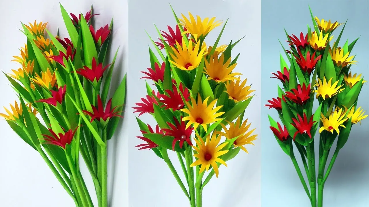 Easy Make Paper Flower Stick / Paper Stick Flowers /Easy Paper Craft Ideas /Easy Paper Flowers Make