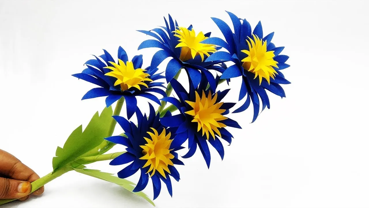 How To Make Easy Paper Stick Flower-Stick Flowers Step By Step-Stick Flowers Ideas
