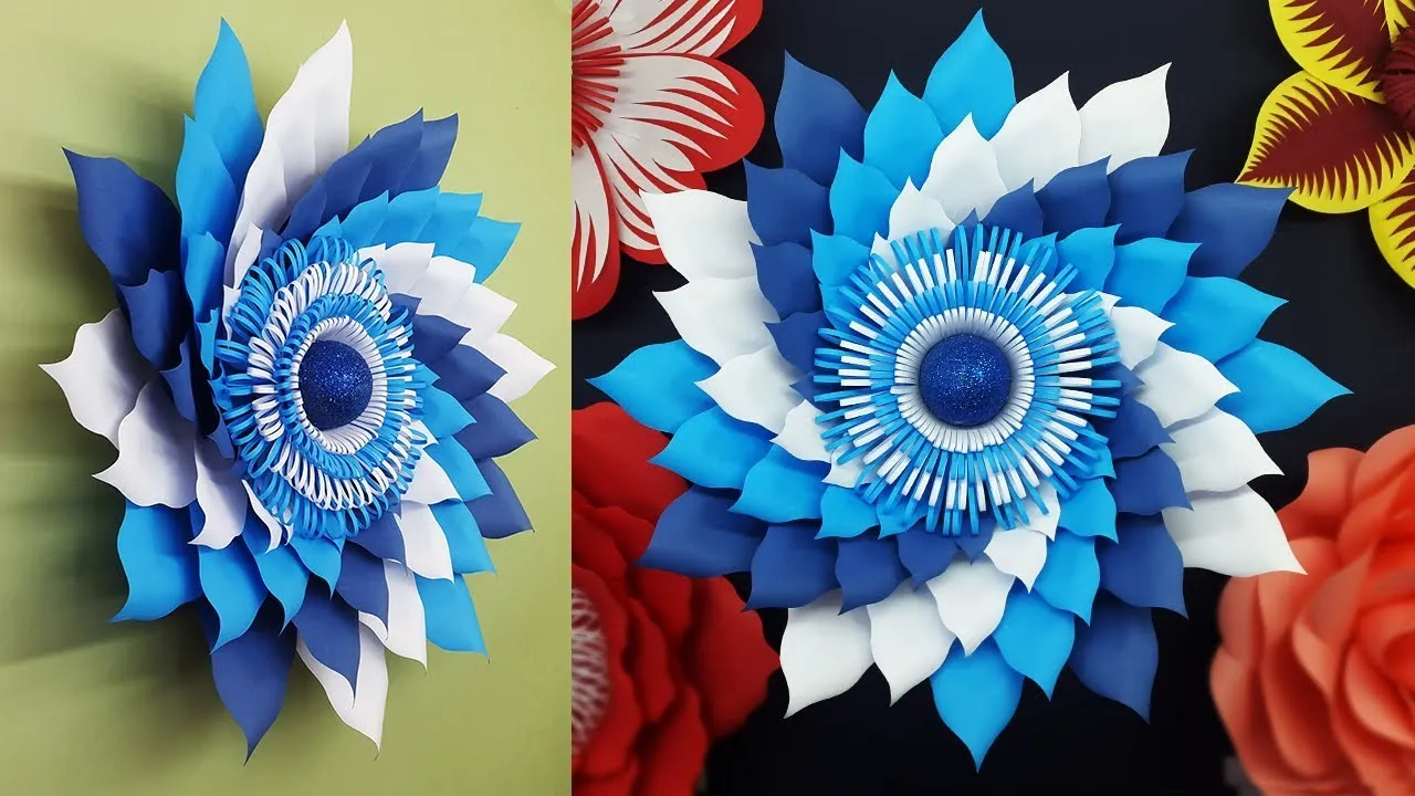 DIY-Paper Flowers Wall Decorations | Paper Flower Tutorial With Free Template