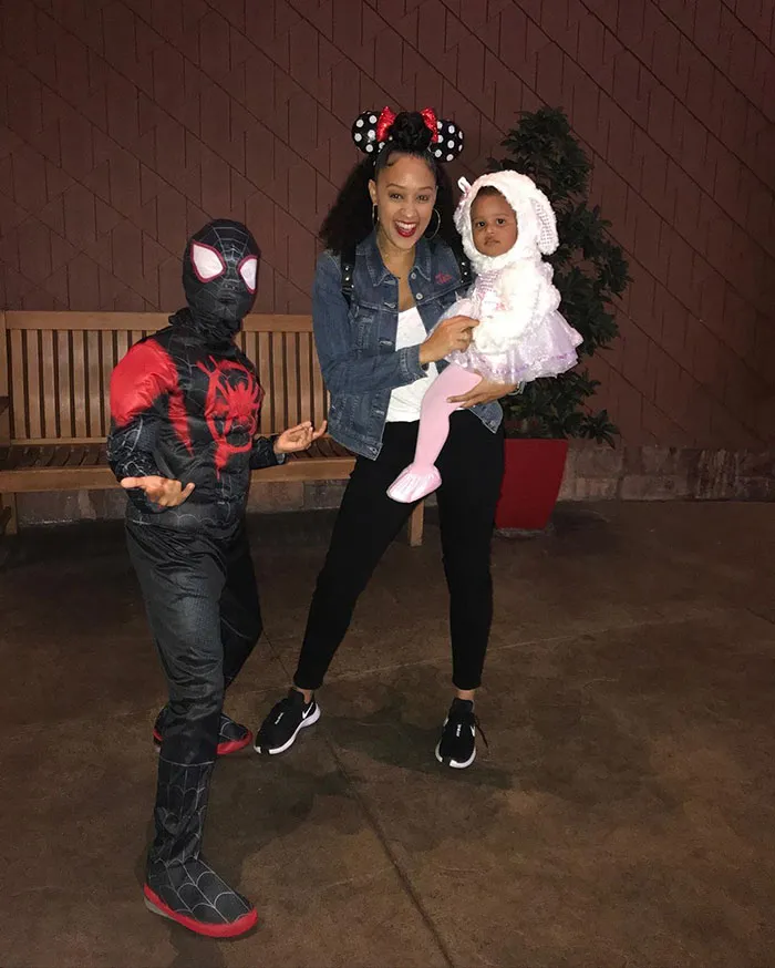 Tia Mowry's Daughter Cairo Dressed As A Lamb, While Her Son Cree Dressed As Spider-Man