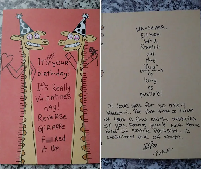 Forgot It Was Valentine's Day Yesterday, So I Just Grabbed Any Card And Fixed It Before I Gave It To Him