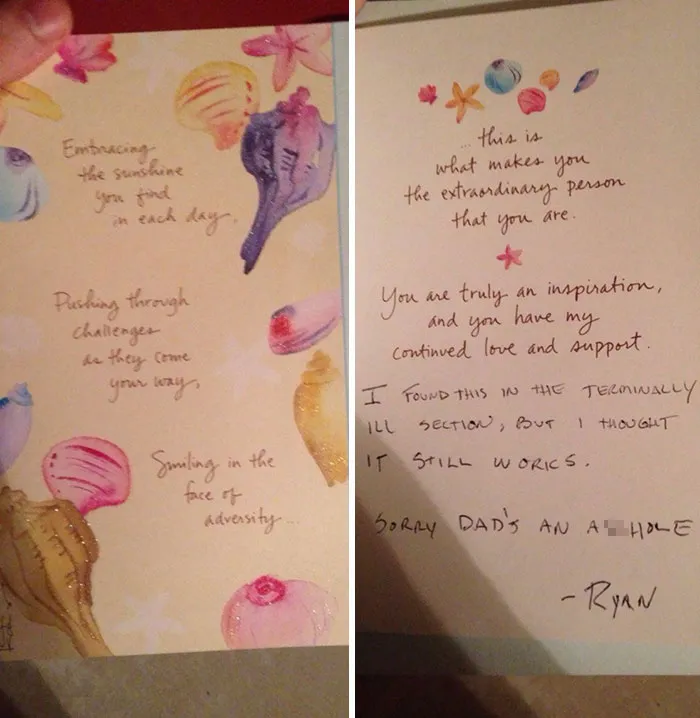 My Mom Found Out My Dad Has Been Cheating And Since They Don't Exactly Make Cards For This Occasion I Had To Improvise