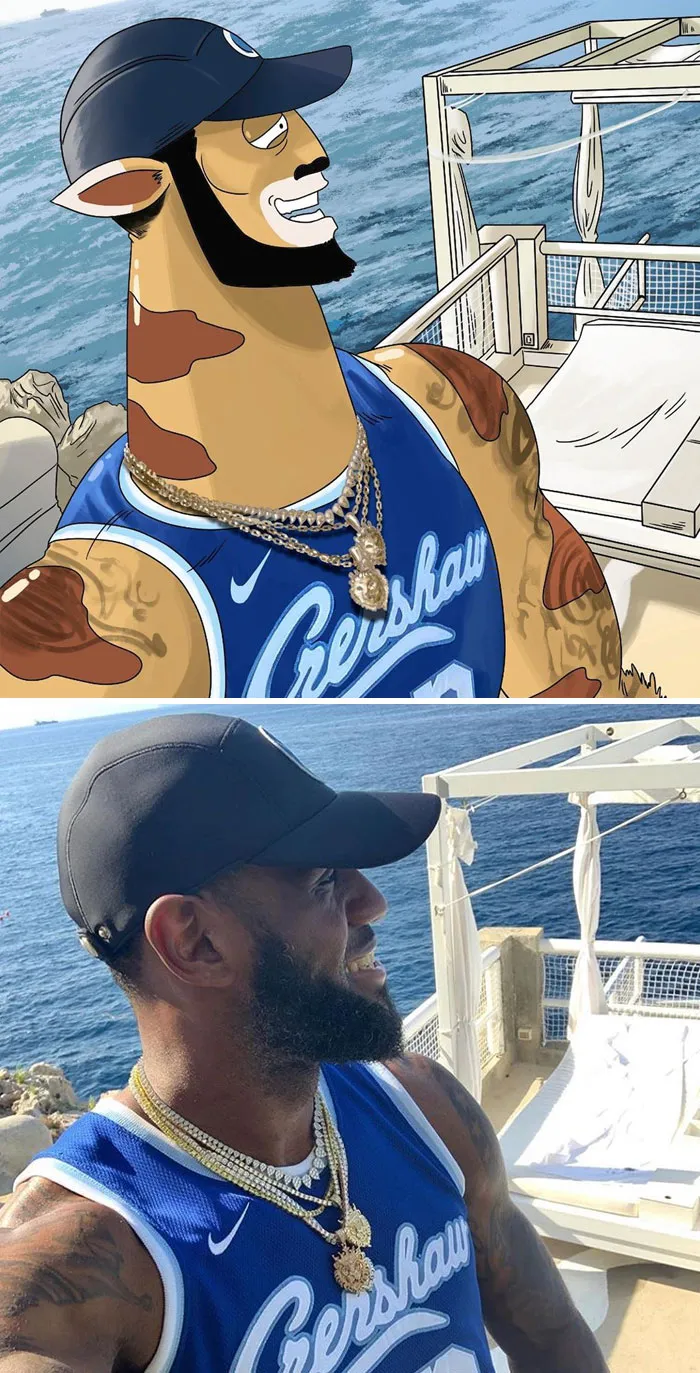 LeBron James Had His Instagram Recreated In A Cartoony Animal Style By A Fan Who's An Artist