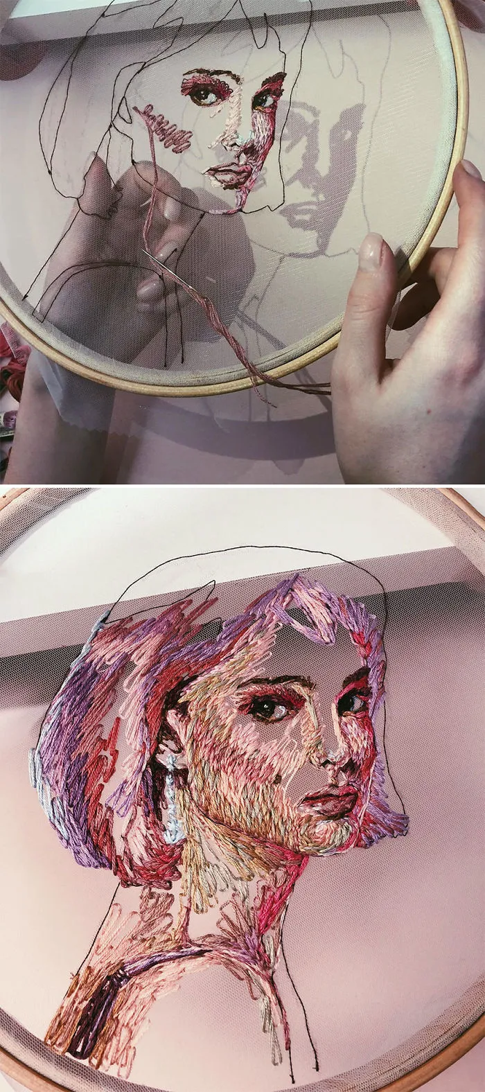 I Stitch Colorful Threads Into Tulle To Create a 3D-Effect On My Artwork (30 Pics)