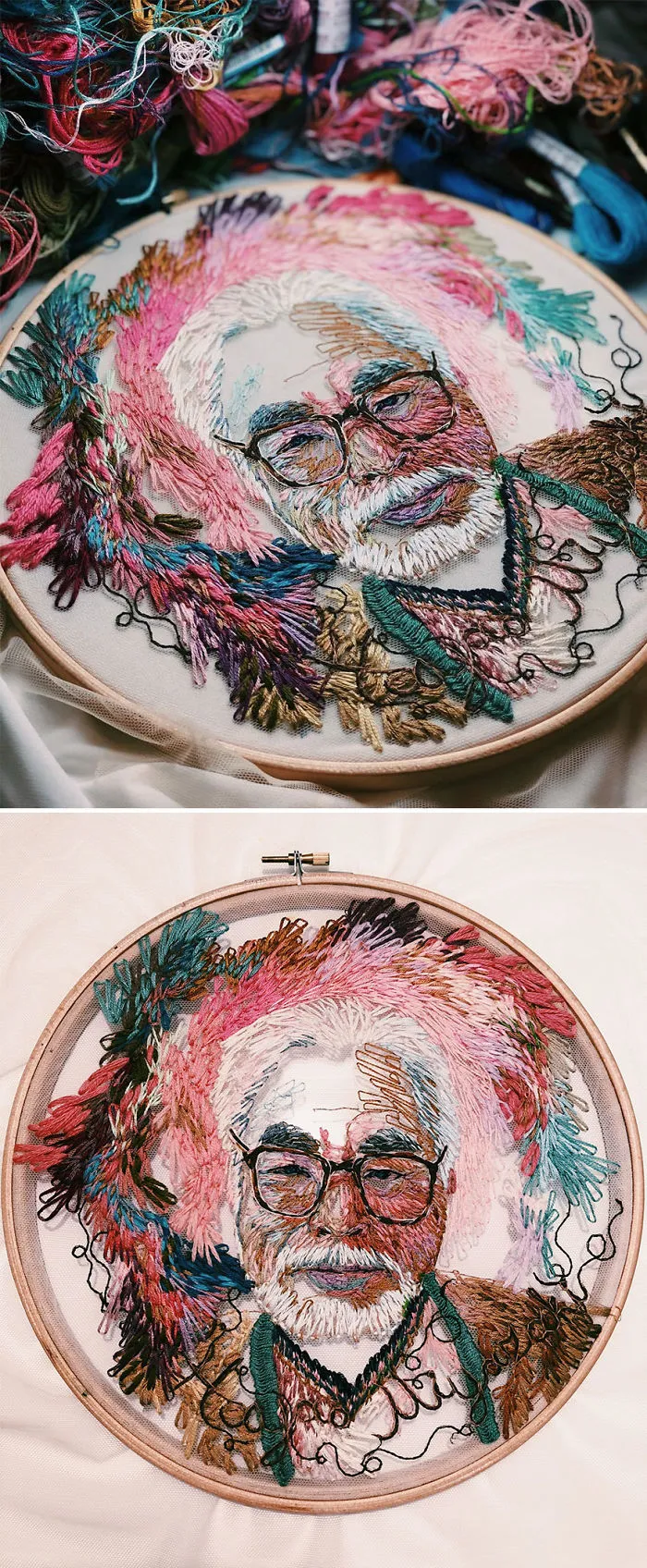 I Stitch Colorful Threads Into Tulle To Create a 3D-Effect On My Artwork (30 Pics)